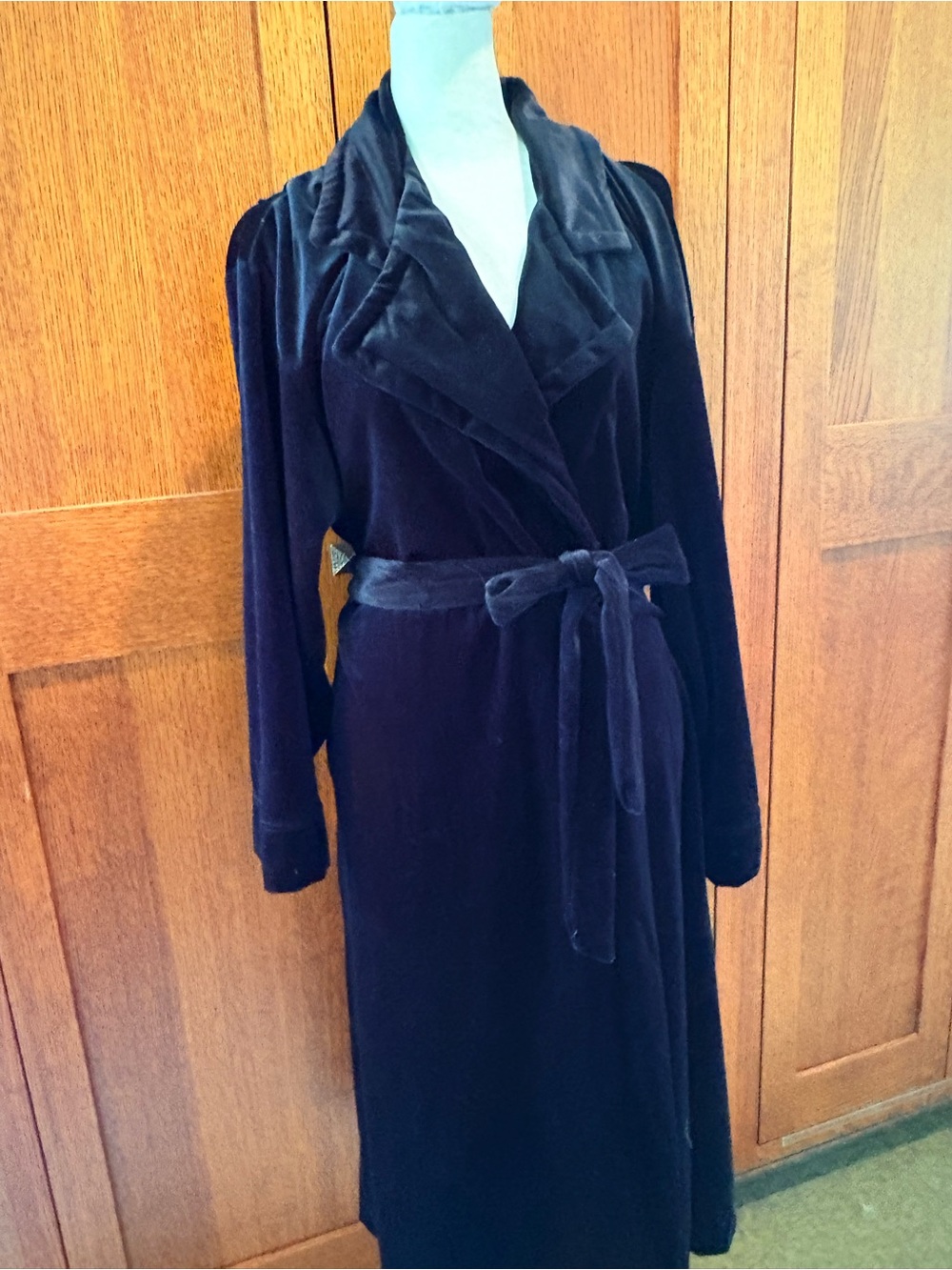 Classic Black Velvet Long Robe Vintage Amanda Stewart COZY